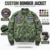 Blouson Bomber Personnalisé avec Patch Brodé, Veste de Pilote Zippée, Vêtement d'Extérieur Streetwear pour Hommes - Fabricant