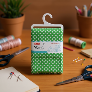 Tessuto a pois Ilan 100x150cm verde con pois bianchi per lavori creativi - Product Image 3