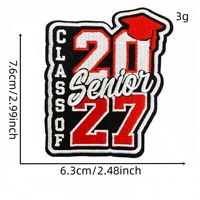 Patch thermocollant rouge avec nœud pour les diplômés de 2027, patch brodé pour chapeaux, classe de 2027