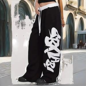 Pantalones vaqueros de mezclilla casuales de otoño para mujer, de cintura media, holgados, de pierna ancha, transpirables, tipo cargo, con bordado y diseño frontal plano, 100% algodón - Product Image 2