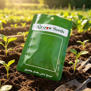 Sac à fermeture éclair à trois côtés de haute qualité personnalisé pour l'emballage des graines de légumes et de fleurs avec trou de suspension - Product Image 1