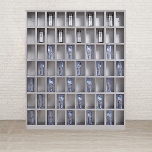 Xinlongfei Stainless Steel Storage Cabinet 7 Tier Multi Compartment With <b>Lock</b> For Workshop Warehouse Tea Room Cup Storage - Product Image 1