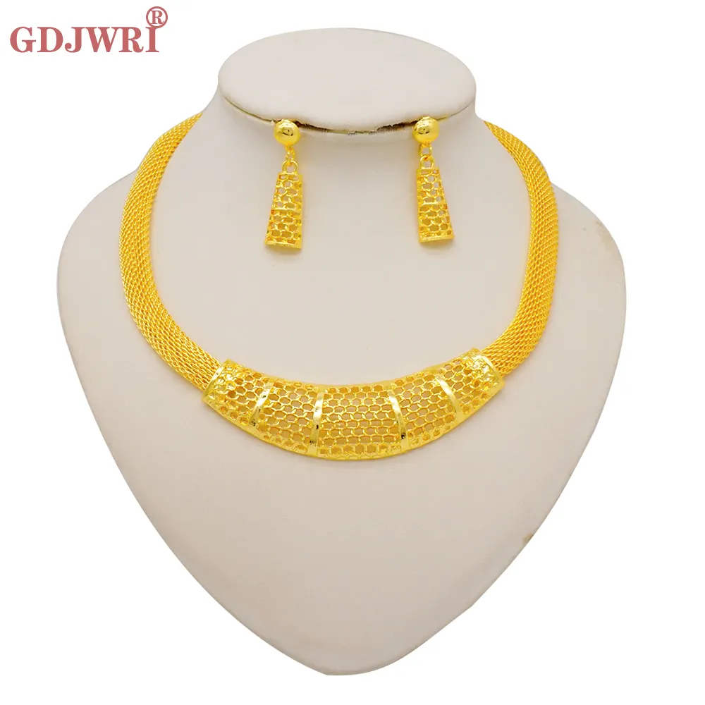 Gdjwri bj1131 colar atacado, colar de fabricação 24k para mulheres, acessórios de luxo, conjunto de joias para casamento, ouro 18k