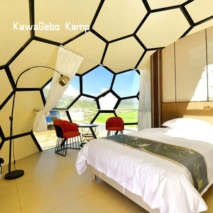 Kawagebo Kamp 12M Fiesta de cristal de doble panel Feria comercial Glamping de lujo Hotel iglú Invernadero Cúpula geodésica brillante Casa de tienda - Product Image 2