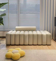 Ensemble de canapé-lit rectangulaire moderne en tissu, pouf, tabouret - Sièges durables et écologiques pour salon, hôtel, appartement