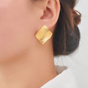 Pendientes Geométricos Cuadrados con Placa de Oro de 18K, Hipoalergénicos, Nueva Moda, Joyería para Mujer, Acero Inoxidable, Resistentes a los Arañazos - Product Image 3