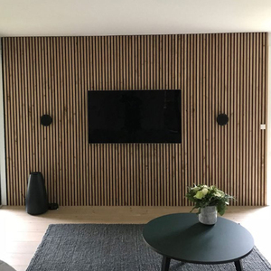 Pannello acustico fonoassorbente bianco ad alta densità da 24mm pannello acustico a doghe in legno MDF per stanza - Product Image 3