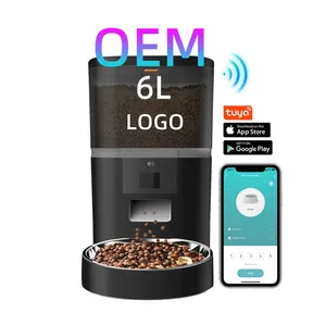 OEM 6L Smart Automatic Pet Feeder Timer WiFi Tuya App Dry Food Automatic Dog Food Dispenser Smart Pet Feeder With Time Setting