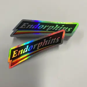 Etiqueta holográfica para caderno com logotipo personalizado, etiqueta com glitter cortado e decorativo à prova d'água, logotipo arco-íris a laser