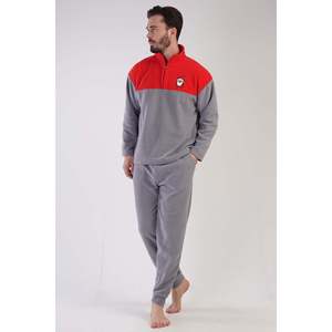 Conjunto de Pijama para Hombre con Cuello Polar, Hombros Caídos, Mangas Largas, Cierre de Cremallera y Puños con Bolsillos - Gris - Gris - Product Image 2