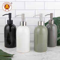Flacon distributeur de shampoing en céramique noire moderne Longan, flacon à pression en céramique pour désinfectant pour les mains, shampoing, gel douche, emballage