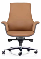 Chaise de bureau exécutive ergonomique à dossier haut en cuir PU, inclinable, avec base en aluminium pivotante, pour bureau de direction, ordinateur, siège de PDG