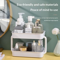 Étagère de rangement cosmétique double couche en plastique JX, mobile et sans installation requise, pour l'organisation de bureau et de coiffeuse