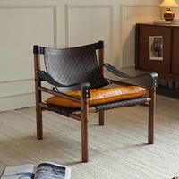 Fauteuil en cuir et bois massif de style nordique rétro danois, réglage intelligent pour salon, usage individuel et détente
