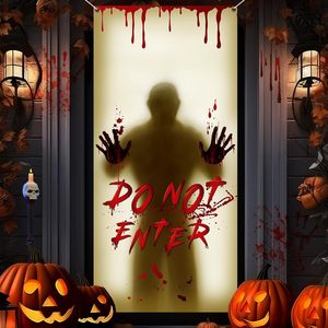 Bannière suspendue Halloween Crâne de <span class=keywords><strong>pirate</strong></span> et os croisés, « Attention au <span class=keywords><strong>pirate</strong></span> », pour porte d'entrée, décoration intérieure et extérieure, personnalisable - Product Image 6