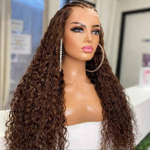 Pelucas frontales de encaje HD, pelo humano rizado 100 sin procesar, Color marrón Chocolate, n. ° 4 - Product Image 1