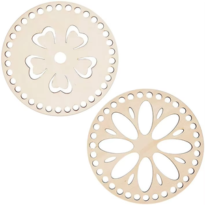 Tailai Round <strong>Wooden</strong> Macrame Basket Base Laser Cut Intricate Pattern Weaving Bottom for DIY Macrame Plant Hanger Storage Baskets - Product Image 5