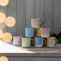 Tasse en céramique 350 ml, design nordique ciel étoilé, poignée dorée, moderne, pour bureau et maison, blanc, noir, rose, pour lait, cadeaux d'affaires