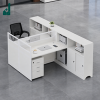Poste de travail en T/F pour 2 à 6 personnes, bureau d'angle pour comptabilité et informatique, table de bureau blanche