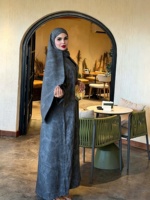 Abaya ample et fluide imprimée florale, robe longue, vêtement d'extérieur ouvert, kimono modeste, caftan, vêtements islamiques - Vente en gros ODM