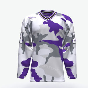 China Fabricante OEM Diseño Profesional Poliéster Hockey Uniforme Personalizado Bordado Aparejos Sarga Logo Hockey Sobre Hielo Jersey - Product Image 4