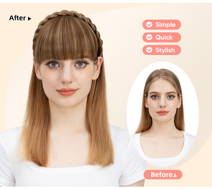 Serre-Tête Tressé avec <span class=keywords><strong>Frange</strong></span> pour Femme, Extensions de Cheveux Synthétiques Haute Température, Accessoires Cheveux, Postiches - Product Image 2