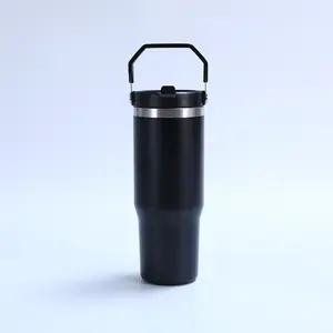 30oz Powder Coated travel coffee mug Regular Tumbler Stainless Steel Double Wall vacuum cup Car Tumbler with Handle