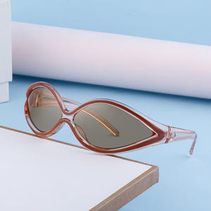 Lunettes de soleil de sport pour femmes, protection UV400, monture PC, verres classe 2, usage extérieur, style Y2K, couleur rouge et noir - Product Image 2