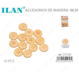 Bottoni in legno Ilan 18 mm 25 pezzi per cucito e artigianato - Product Image 1