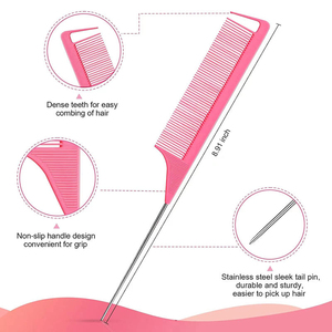 Lot de 4 brosses et peignes à cheveux : brosse à bords en plastique, brosse à démêler, peigne à queue de <span class=keywords><strong>rat</strong></span> et peigne à dents larges pour hommes et femmes - Product Image 4