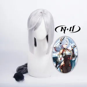 Peluca Sintética Resistente al Calor ND <span class=keywords><strong>Shenhe</strong></span> Marrón Claro para <span class=keywords><strong>Cosplay</strong></span>, <span class=keywords><strong>Genshin</strong></span> <span class=keywords><strong>Impact</strong></span>, Comic Con, Coser, 130% de Densidad, Malla de Rosas - Product Image 6