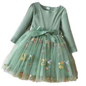 1 pezzo <span class=keywords><strong>di</strong></span> <span class=keywords><strong>Tulle</strong></span> ricamato floreale con etichetta privata primavera autunno <span class=keywords><strong>vestiti</strong></span> per neonati manica lunga vestito per bambine - Product Image 1
