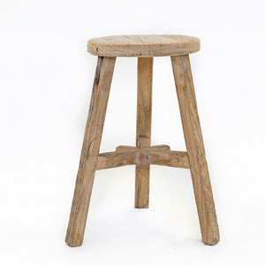Taburete Rústico de Madera Crawford, Taburete de Madera Maciza Natural Hecho a Mano, Asiento para Cocina Estilo Rústico, Muebles para el Hogar - Product Image 1