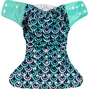 Popok kain bayi motif serat mikro, dapat dipakai ulang, popok saku tahan air ramah lingkungan, Panel perut sayap Tab padat - Product Image 4