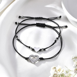 High Quality Eco-friendly Stainless Steel Zircon Geometric Heart Custom Color Braided Adjustable 18K Gold Plated Wedding - Product Image 1
