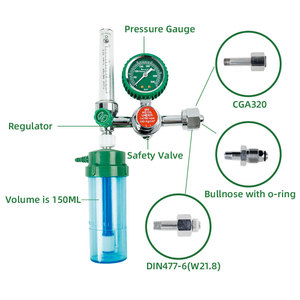 MEDEASE CGA540 Régulateur de bouteille d'oxygène médical à haut débit à flotteur avec humidificateur - Product Image 6