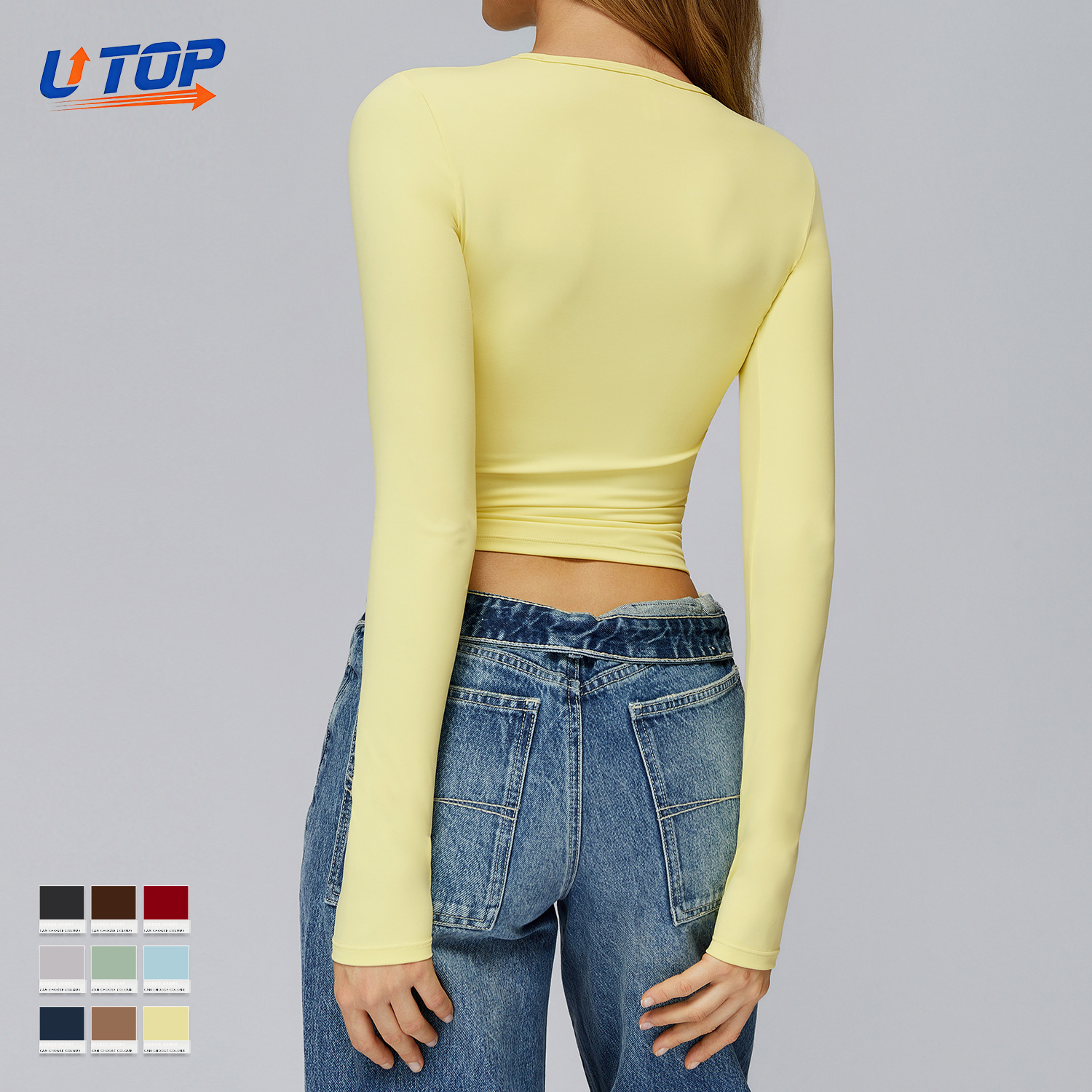 Wholesale Women's High Quality Quick-Drying Breathable Sports Long Sleeve Yoga Top Fitness Apparel Outdoor Running Front