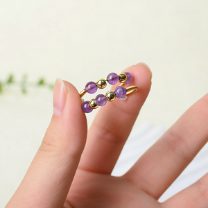แหวนลูกปัดคริสตัลปรับขนาดได้ประดับด้วยลูกปัดอเมทิสต์ทำมือจาก New Chuse Jewelry ปี 2026 สำหรับเป็นของที่ระลึก - Product Image 6