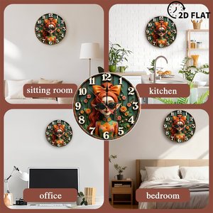 Round Wooden Wall <b>Clock</b> Artistic Carved Wood 25Cm Non Ticking Home Living Room Decor <b>Clock</b> - Product Image 3