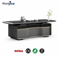 Juego de Mesa de Té Ejecutiva de Ébano de Lujo Ecológico para Oficina de Director General, Muebles Modernos para Sala de Juntas con Asientos