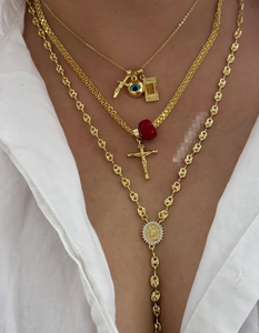 Collana <span class=keywords><strong>Rosario</strong></span> San Benedetto Placcata <span class=keywords><strong>Oro</strong></span> 18K per Donne, Collana con Croce e Medaglia di San Benedetto, Gioiello Cattolico da Preghiera, Regalo - Product Image 4