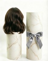 Caja de Cartón con Diseño de Mármol y Logotipo Personalizado Ecológica al por Mayor para Empaque y Almacenamiento de Pelucas con Lazo de Terciopelo para Extensiones de Cabello