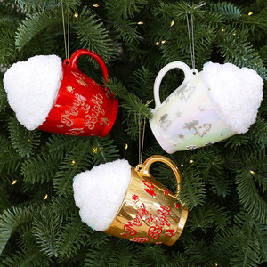 Ornement de Noël en forme de tasse avec dessus en mousse LINGKAI, lettre en relief, pendentif suspendu pour arbre de Noël, décoration festive des fêtes - Product Image 1