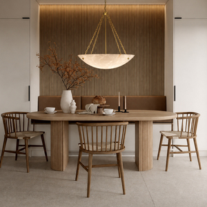 Artistic Large Bowl Faux Alabaster Pendant <b>Light</b> Suspension Lamp For Villa <b>Dining</b> Room High End Residential House Lighting - Product Image 1