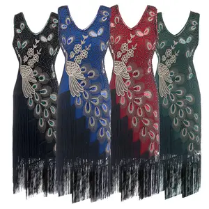 Nhà cung cấp Trung Quốc dấu phẩy của sequin Pattern Đảng Gatsby cái mỏ Evening Dress