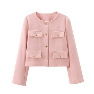 Vêtements d'extérieur pour femmes, veste courte à manches longues pour l'automne, bouton, <span class=keywords><strong>demi</strong></span>-<span class=keywords><strong>saison</strong></span>, manteaux courts élégants pour femmes - Product Image 2