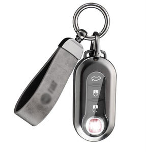 Personnaliser logo métal cuir alliage de zinc pour <span class=keywords><strong>fiat</strong></span> tipo <span class=keywords><strong>500</strong></span> voiture télécommande porte-clés <span class=keywords><strong>coque</strong></span> avec porte-clés ensemble - Product Image 4