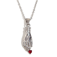 Vente chaude 18K Plaqué Or En Acier Inoxydable Main Pendentif Collier avec Zircon Rouge Vintage Lien Chaîne Collier pour Femmes Bijoux