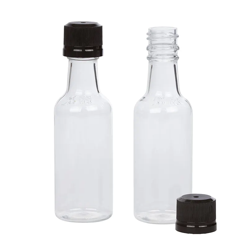 Fabricants vente en gros ultra bas prix 50ml petite bouteille de vin en PET transparent avec couvercle en plastique inviolable