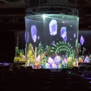 Disesuaikan dalam dan luar ruangan 360 derajat 3D efek Hologram layar proyeksi jaring Hologram layar jala